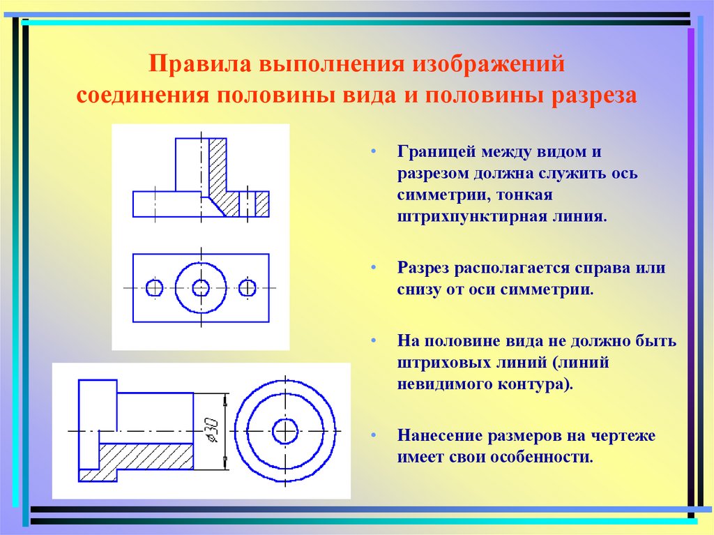 Линия разреза на чертеже размеры