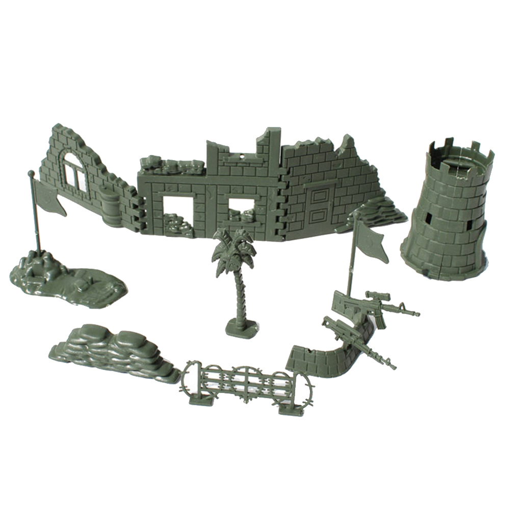 Plastic Army Base Set World War II Army Men Solider Accessories Blindage Blockhouse Sand Scene Model Toy