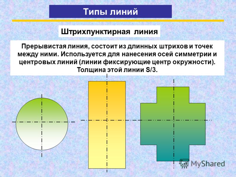 На сколько миллиметров должны выступать центровые и осевые линии за контур изображения