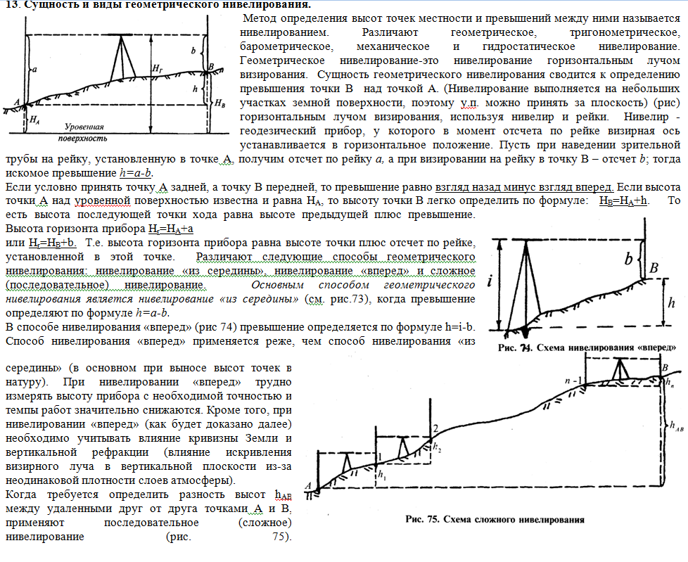 Высота точки зрения. Схема принцип геометрического нивелирования. Барометрическое нивелирование прибор. Формула определения превышения при нивелировании из середины. Нивелирование вперед схема.