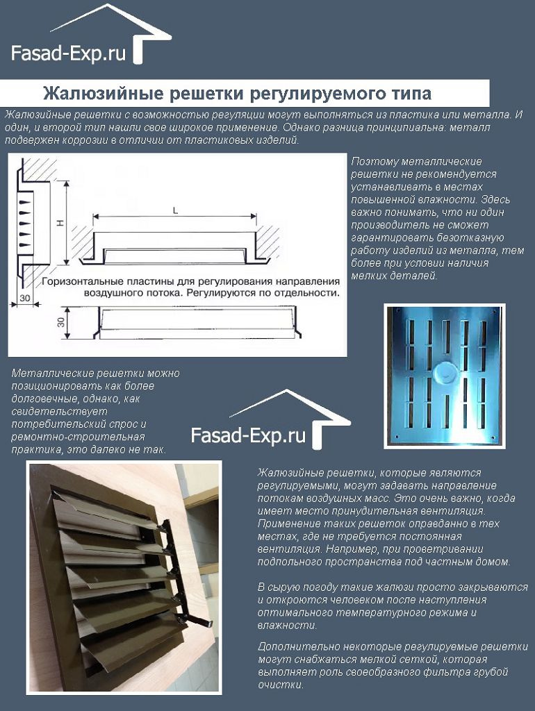 Жалюзийные решетки регулируемого типа