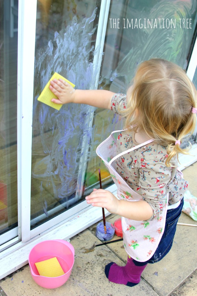 Washing windows toddler activity
