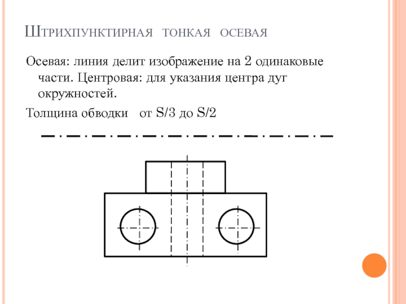 Осевые линии отверстий на чертеже