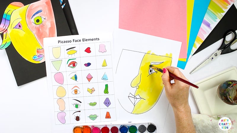 Picasso Faces - Easy Art for Kids. A Picasso art project made easy for kids and teachers, with printable guide for drawing faces and multiple face shapes to complete #artycraftykids #kidsart #artforkids