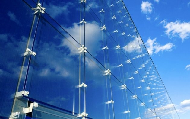 Вентилируемый фасад, материал отделки - стеклянные панели